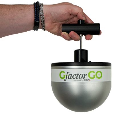 Simply raise the drop hammer on the GfactorGO wireless playground impact tester above the surface to be tested.