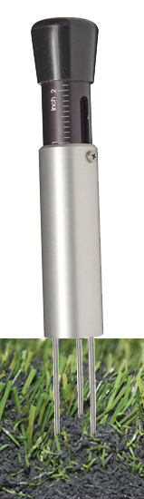 Turf-Tec Professional Model Infill Depth Gauge - Aluminum and Stainless Steel construction - In infill material