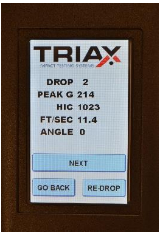 Continue testing the surface with the Triax Touch gMax Impact tester for each area