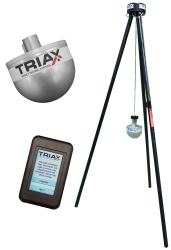The Triax Touch HIC Impact Tester with tripod is used to measure the impact attenuation of surfaces under and around playground equipment in compliance with worldwide ASTM standards for safety. The unit has a hemispherical shaped impact hammer with a weight of 10.1 pounds. The hammer is dropped from an adjustable height tripod and the hammer can be dropped from variable but consistent heights. Results are displayed on the wireless handheld tablet and drop test data can also be transferred from a removable SD card into the Triax software on a PC or laptop computer. 