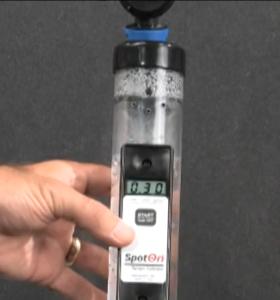 Simply choose ounces, gallons or liters per minute, hold Spot On Sprayer Calibrator under nozzle and watch reading.