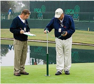 United States Golf Association Agronomist (USGA) using TruFirm before tournament