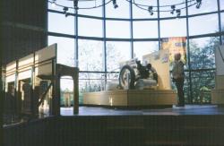 Golf Course Superintendents Association Headquarters, Lawrence, KS. Historical display in lobby showing photographs and equipment.