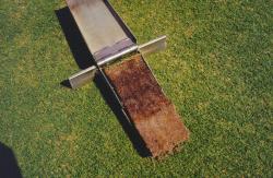 Soil profile of a Golf Green that is 20 years old showing the soil profile with the Mascaro Profile Sampler.