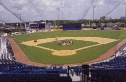 September 2002, FTGA Show in Tampa, FL. Yankees Legends Field, Richie Andrews, Sports Turf Manager.  The field was in perfect shape.  They were removing some small areas of turfgrass contamination by first applying Round-Up and then digging the areas out.
