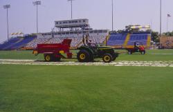 At the STMA Florida Chapter # 1 meeting, we also toured Lockhart Stadium, in Ft. Lauderdale, Florida and saw a laser topdressing demonstration on their sand based field.