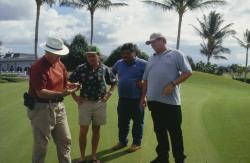 This is Kapolei Golf Course in Kapolei, Hawaii.  Dr. Al Turgeon from Penn State University was inspecting a soil profile along with Andy Meikle, Superintendent, Dave Ringette, County Extension Agent and Warren, Andy's Assistant Superintendent.