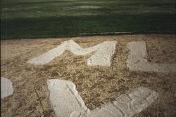 STMA Field Maintenance seminar, North High School, Phoenix.  This is an example of a logo that can be put on a baseline with a dry infield conditioner.  It is inexpensive and will not interfere with play.
