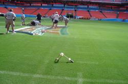 Here is the Toma Shear Strength Tester being used on the Superbowl XLI field to test the shear strength of the newly installed sod.