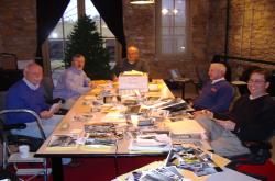 This is the STMA Historical Preservation Committee for 2007-2008.  Seated around the table are Steve Wightman, Steve Guise, Mike Schiller, George Toma and John Mascaro.