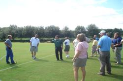 This is one of the Multipurpose Bermudagrass fields at Jacksonville University.  Justin Newell was Director of Facilities & Operations and is speaking to our group.  Andy Sorrow is Sports Turf Manager.