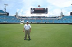 This is John Mascaro on the field at Jacksonville Municipal Stadium, the home field for the Jacksonville Jaguars