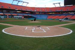 This is a photo of Dolphin Stadium Field set up for Baseball.  In addition to being the home field for the Florida Marlins, the Miami Dolphins as well as the University of Miami Hurricanes football teams also use this field.
