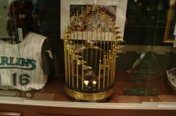 A tour of Dolphin Stadium would not be complete without a trip to the trophy room.  This is the World Series Trophy that the Florida Marlins won in 1997.  The Marlins also won again in 2003.