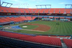 Another view from one of the Skyboxes at Dolphin Stadium showing the field set up for Baseball.