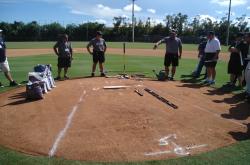 We also had a demonstration on mound repair by Ken Czerniak with Sports Turf Mgt Company.  Ken is also contracted to maintain the ball fields at FAU.