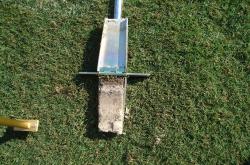 We also took a soil profile sample the FSU stadium field to examine the soil and any layering that might be present.  The Sample is extracted with the Mascaro Profile Sampler.