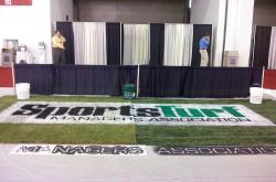 anuary 2009 brought the Sports Turf Managers National Show to San Jose, California.  This is a logo painting demonstration that was performed on the trade show floor on natural grass.