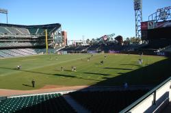 Here is another view of AT&T Park.  The field had been converted into a football field for the Emerald Bowl College Game.