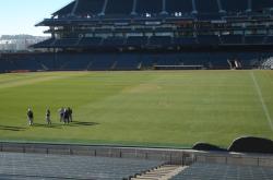 This is a photo from AT&T Park looking from the left outfield (if it were set up for baseball).  Home plate would be in the right top of the photo.
