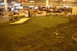At the Golf Industry Show New Orleans they constructed a complete golf green on the convention floor again complete with irrigation, sand traps and even a small stream with running water and of course, real grass.
