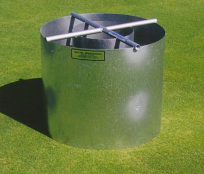 The new Turf-Tec Infiltration Rings have diameters of 12 and 24 Inches (600 MM and 300 MM) and an overall height of 20 inches (500 MM) that match ASTM standards.  These double ring Infiltration rings are double ring for standard testing of soils with a hydraulic conductivity between 1X10-2 cm/s or sand type soils with high infiltration rates.  They match ASTM Standard D 3385-03 which replaced old ASTM D 3385-94. These infiltration rings are ideal for taking ASTM infiltration tests on all areas and match the ASTM 3385 test.