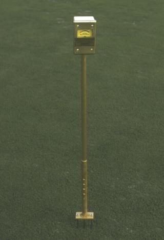 Turf-Tec Soil Moisture Sensor will tell the percantage of water is in the soil.  It will also tell when turf needs water.